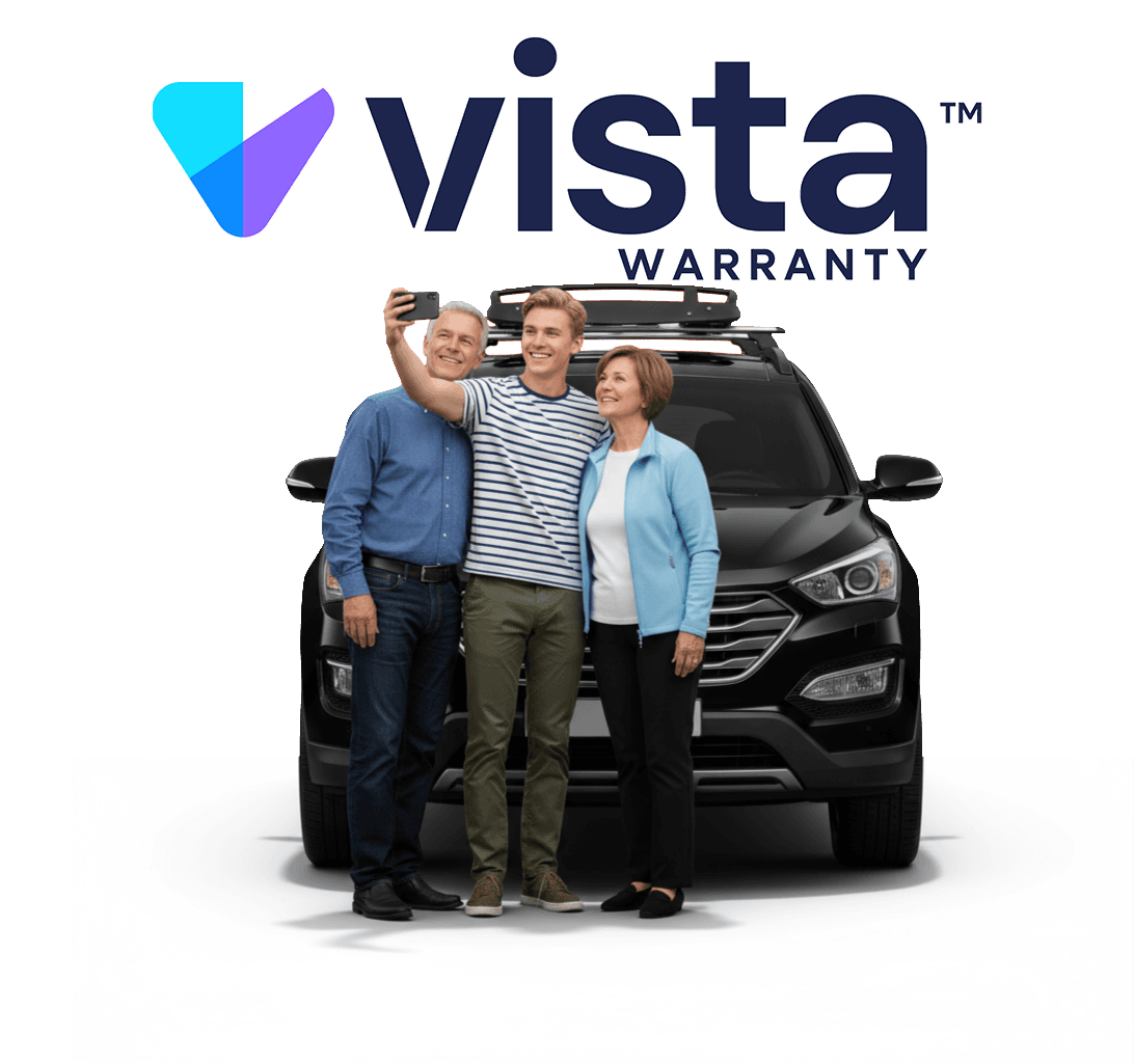 Happy family with their car - No long-term contracts, no catches